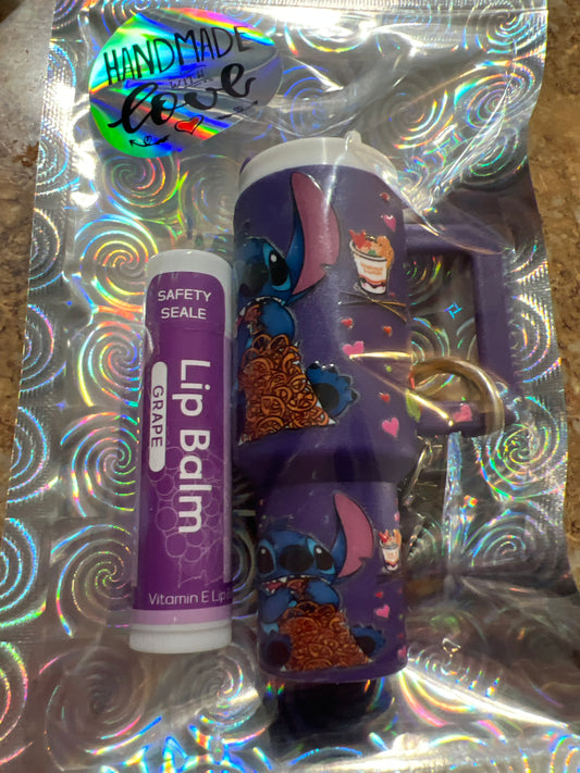 Stitch eating snacks purple tumbler