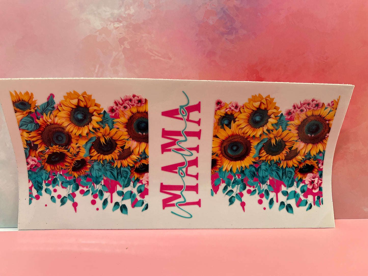 #022 Mama teal pink sunflower