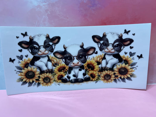 #329 baby cows in glasses and sunflowers