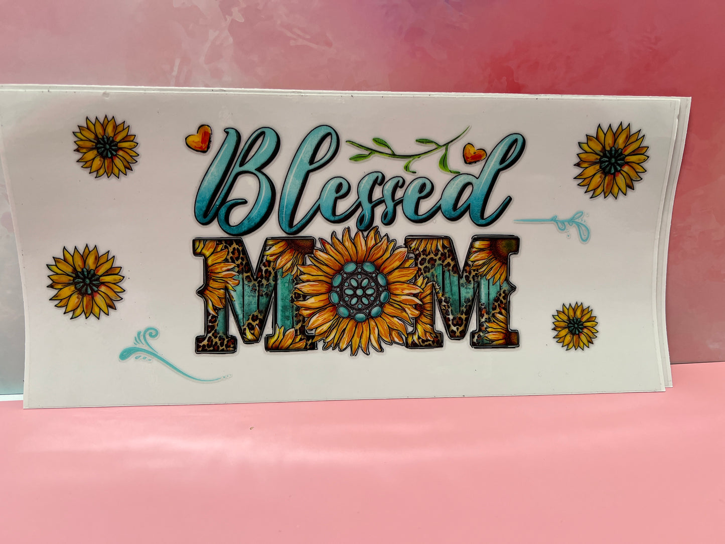 #030 Blessed Mom teal sunflower
