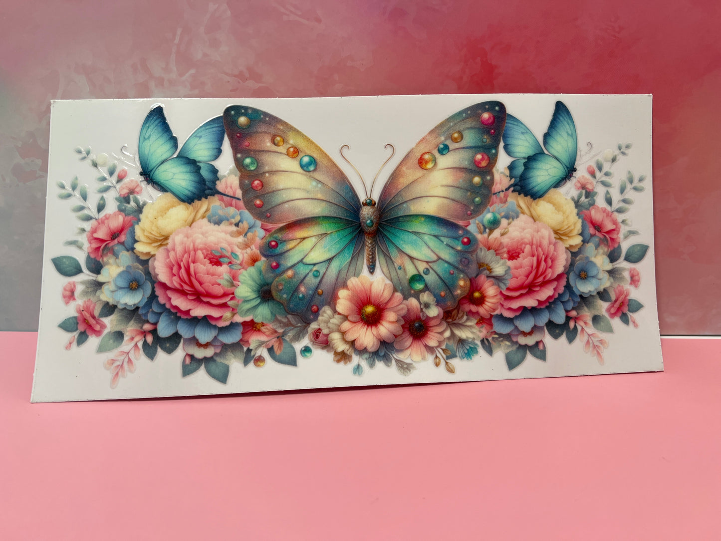 #091 pastel colors butterfly & flowers