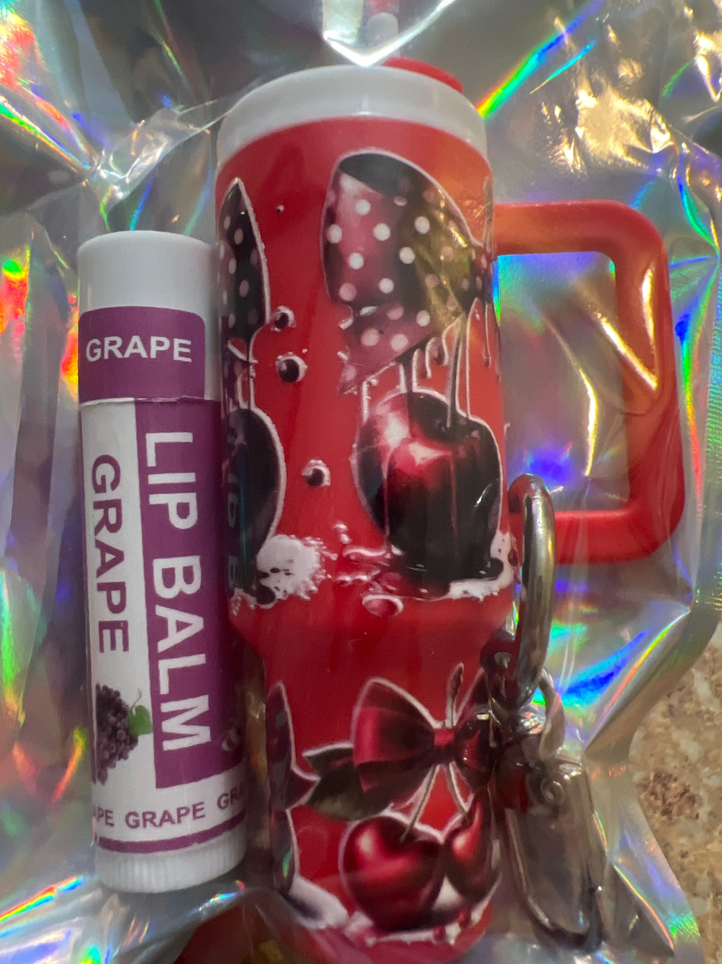 Cherries with red polka dot bows red tumbler