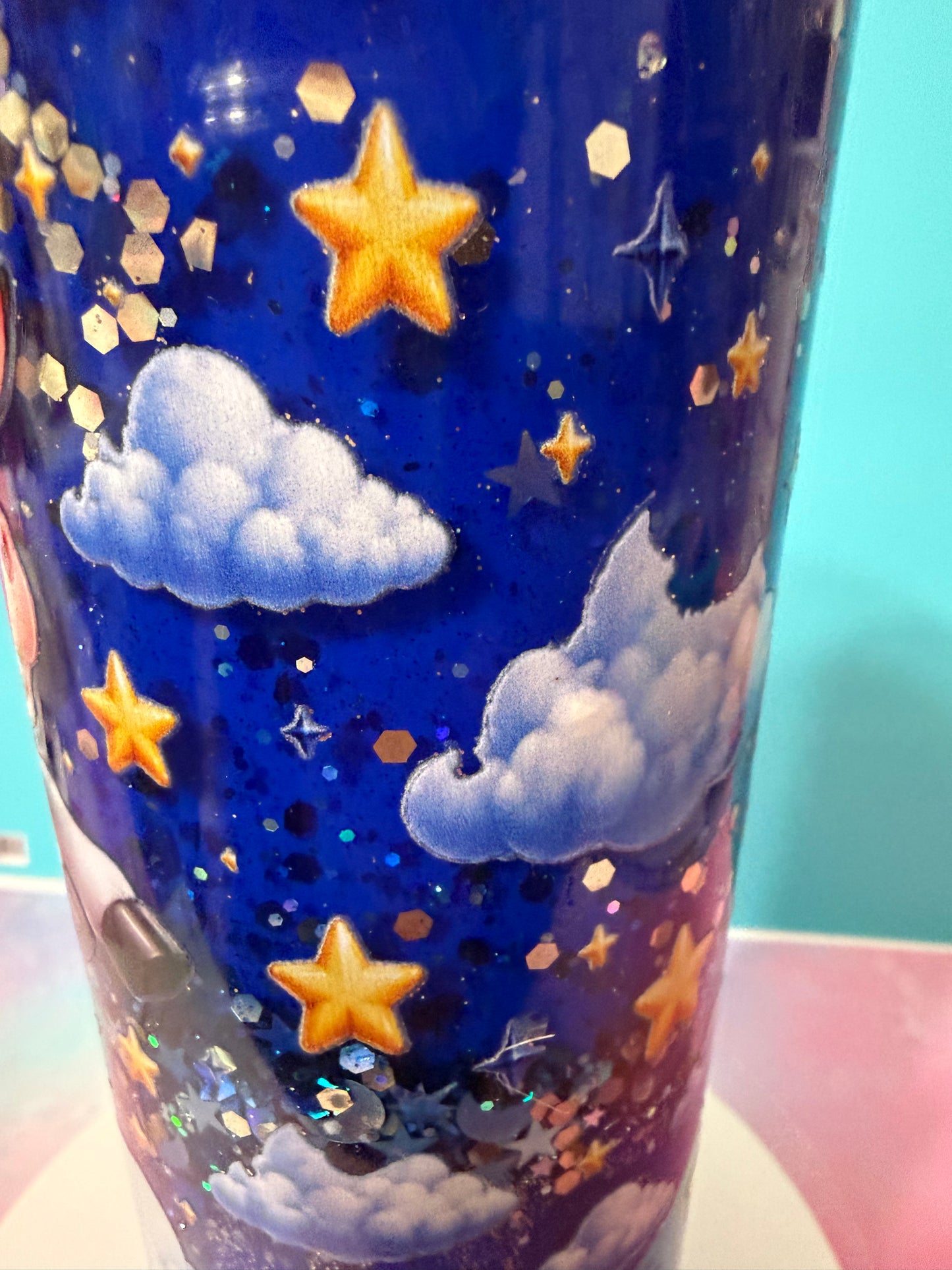 Cow jumping over moon 20oz lava stainless steel snow globe tumbler