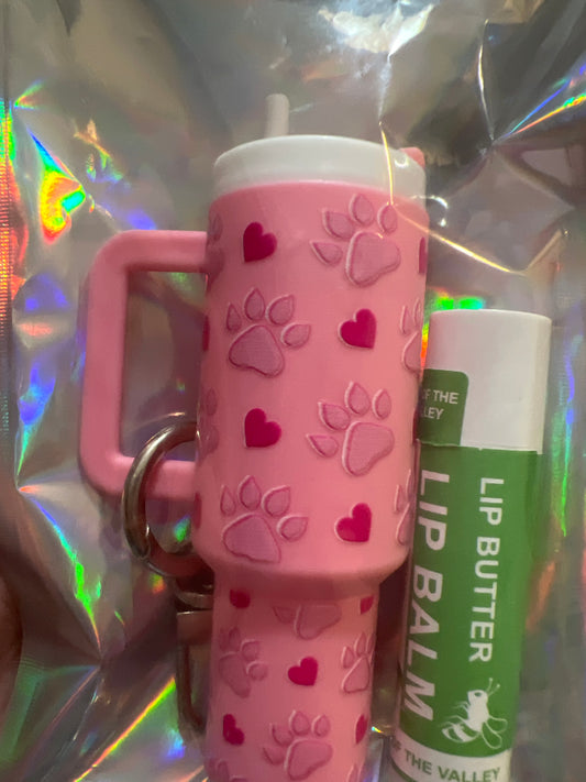 Pink paw print & hearts