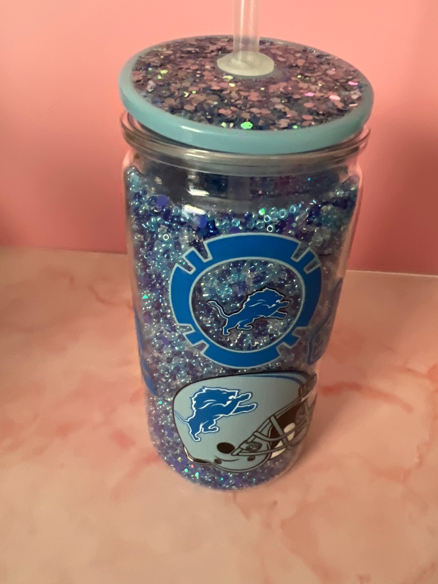 16 oz acrylic Detroit Lions theme tumbler