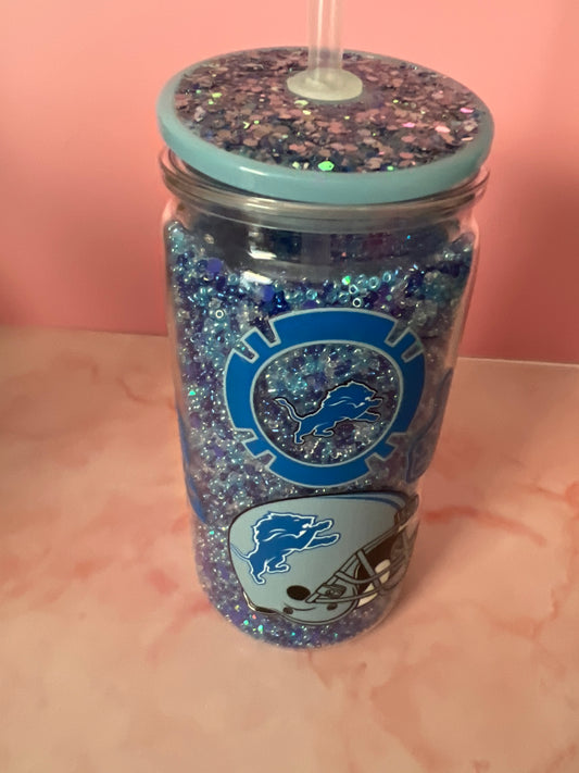16 oz acrylic Detroit Lions theme tumbler