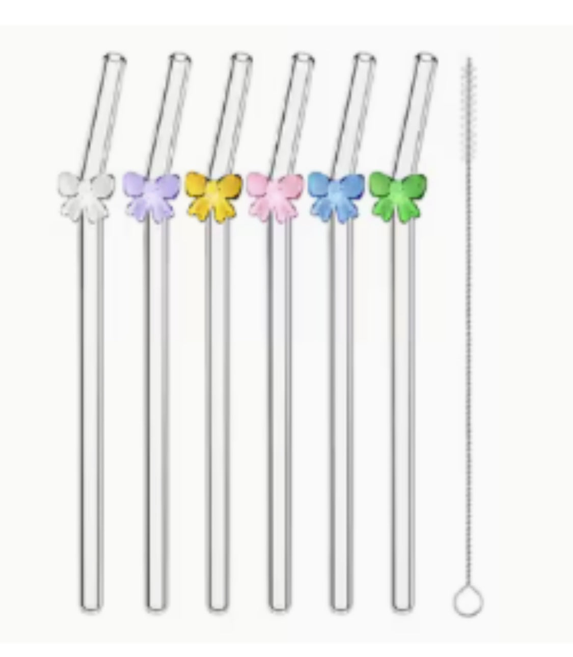Reusable colored glass bow straws