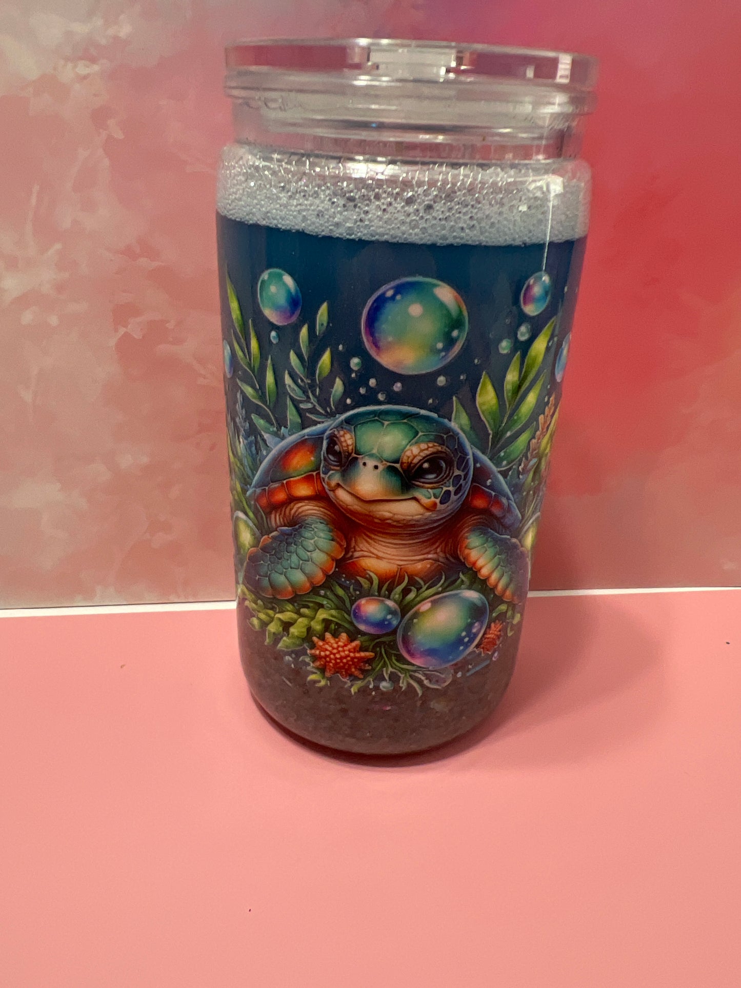 Turtle beach themed 16 oz acrylic tumbler