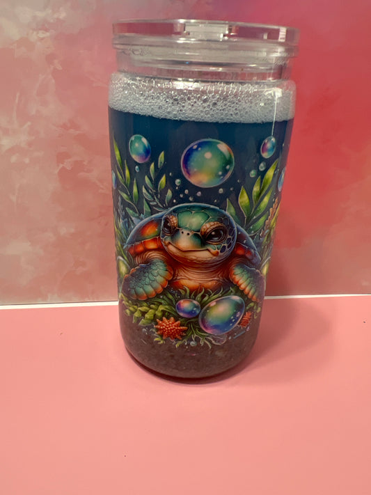 Turtle beach themed 16 oz acrylic tumbler