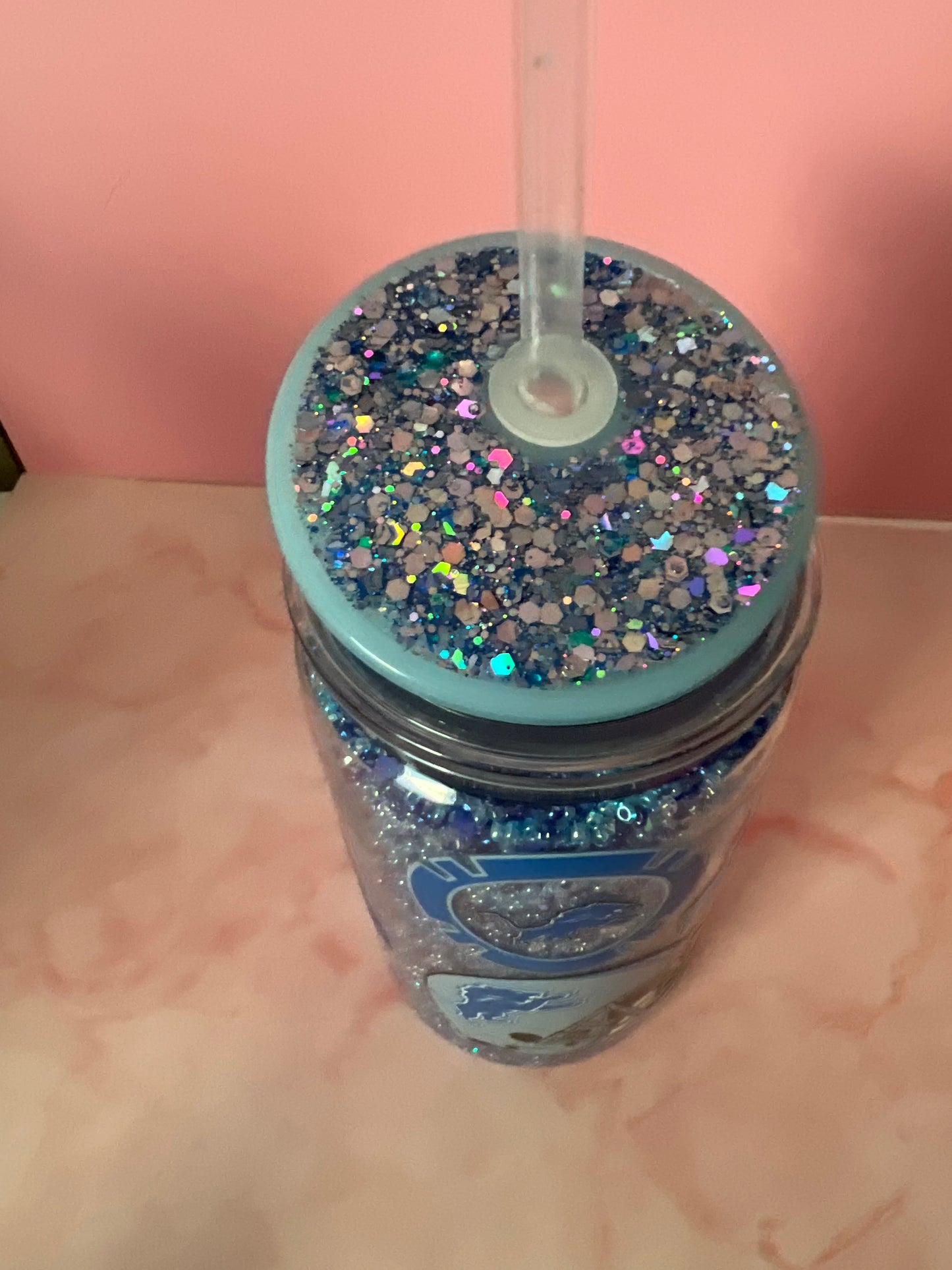 16 oz acrylic Detroit Lions theme tumbler