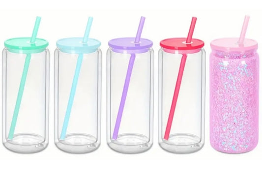 20 Oz Acrylic Snowglobe Cup with clear or colored lid