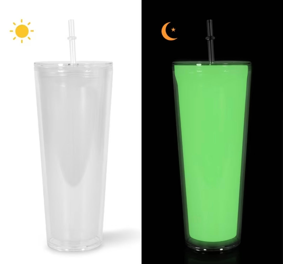 24oz Glow in the dark acrylic snow globe tumbler