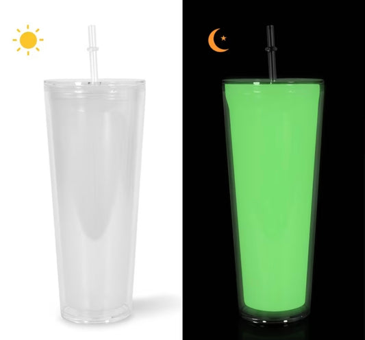 24oz Glow in the dark acrylic snow globe tumbler