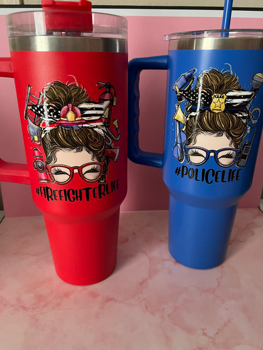 40 oz insulated tumblers Firefighter life, Police life