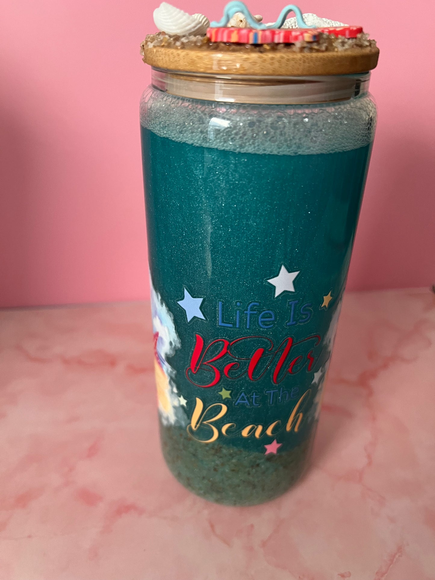 20 oz glass life is better at the beach tumbler