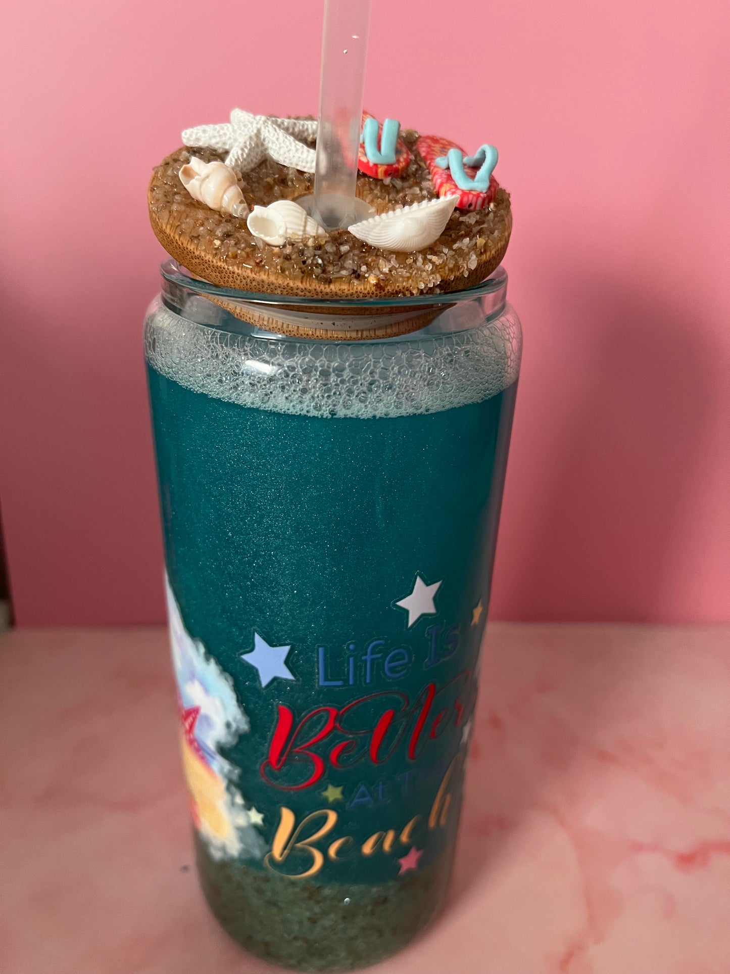 20 oz glass life is better at the beach tumbler