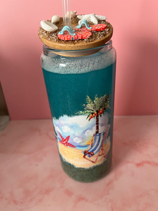 20 oz glass life is better at the beach tumbler