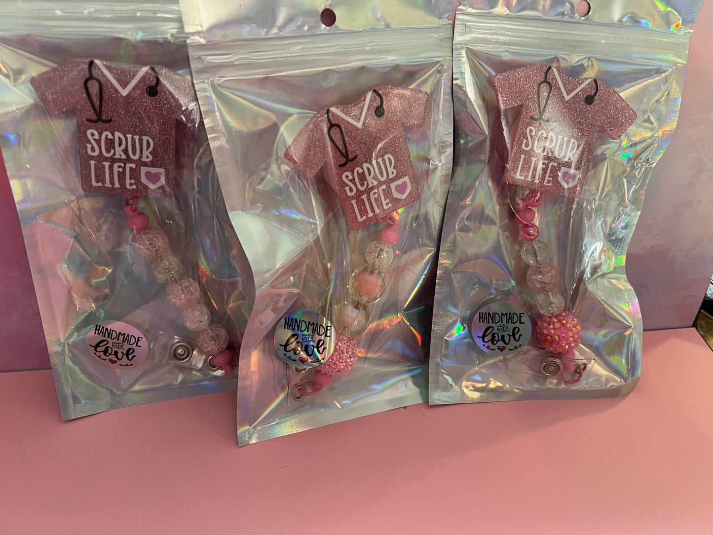 Handmade beaded Nurse badge reels