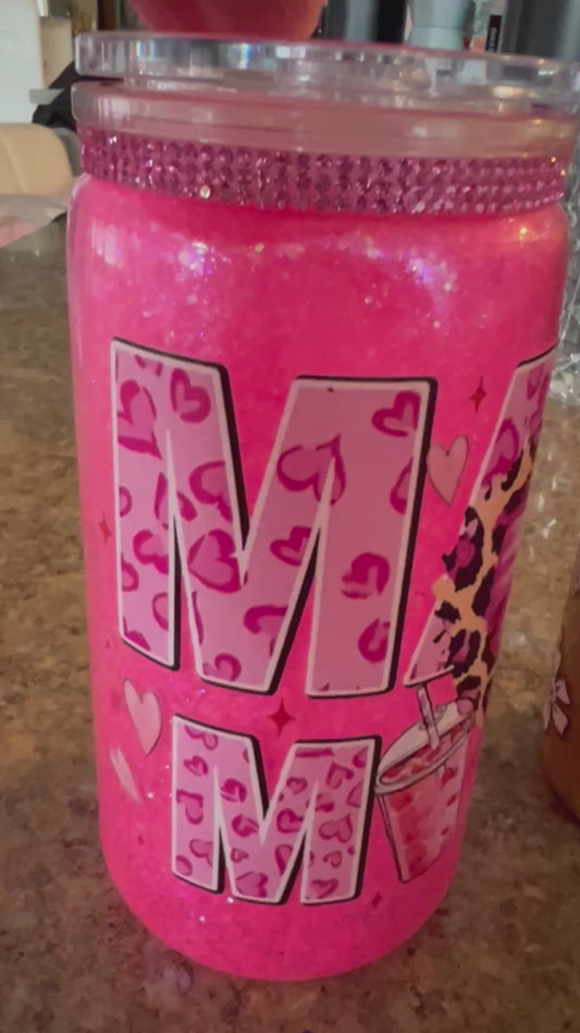 16 oz glitter Mama acrylic tumbler