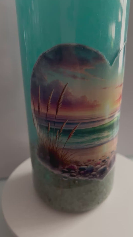 20oz beach theme acrylic snowglobe tumbler