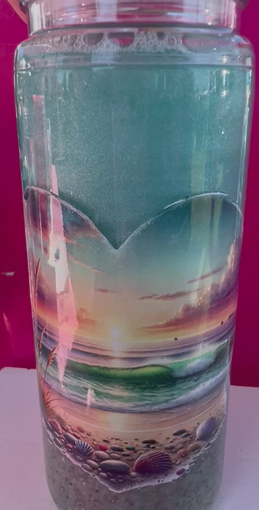20oz beach themed acrylic tumbler with handle