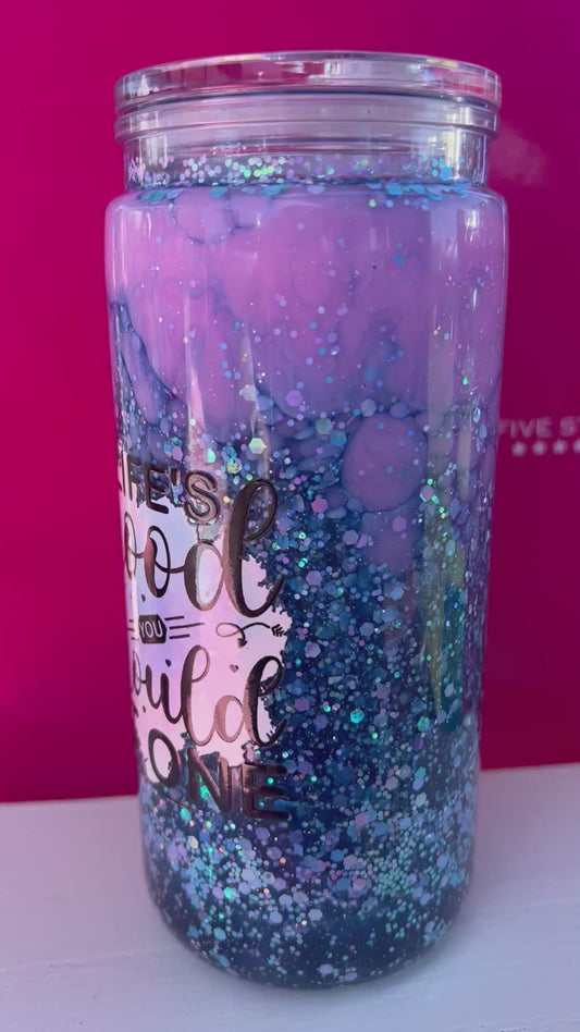 20 oz acrylic lava & glitter filled tumbler